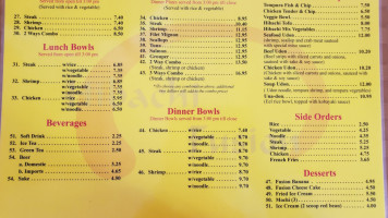 Hibachi Fusion menu