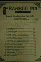 Bamboo Inn Chinese menu