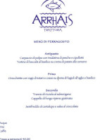 Trattoria Arrhais menu