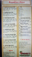 Pedro's Cantina Grill menu