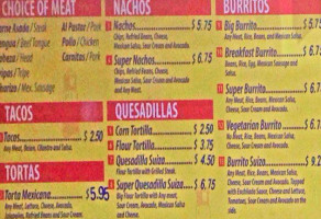 Taqueria El Favorito menu