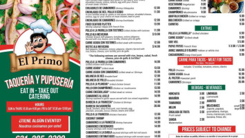 El Primo Taqueria Pupuseria menu