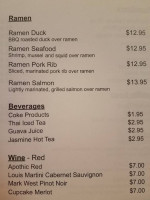 Asia Fusion menu