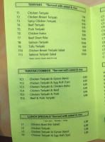 Happy Teriyaki menu