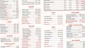 Empire City Chinese menu