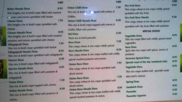 Saravana Bhavan menu