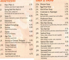 Aya Asia Fusion menu