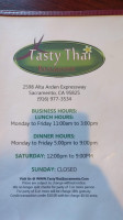 Tasty Thai menu