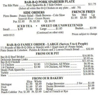 Bill Miller -b-q menu