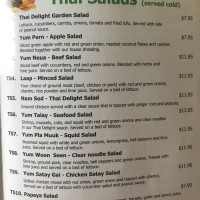 Thai Delight menu