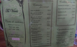 Tu Veras menu