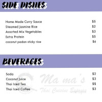 Ma Ma's Thai Cuisine menu