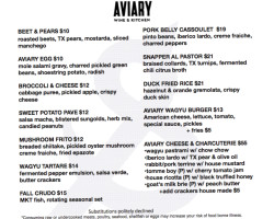 Aviary Wine Kitchen outside