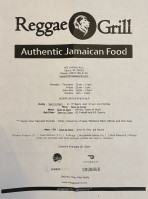 The Reggae Grill Broad River menu