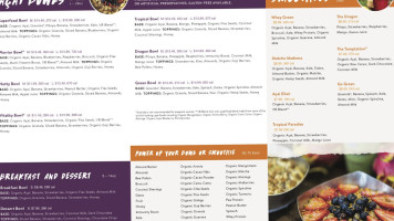 Vitality Bowls menu