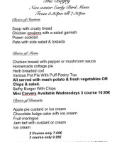 The Belfry menu