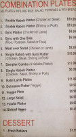 Greek Palace menu