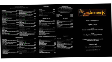 Turmeric Indian menu