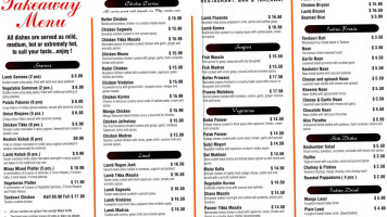 Indian Minar menu