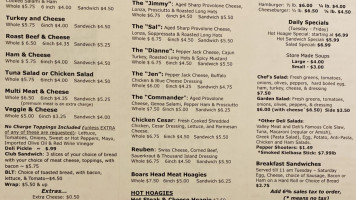 Valley Meat Deli Inc menu