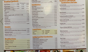 South Street Cafe menu