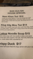 Ban Hua Sai menu