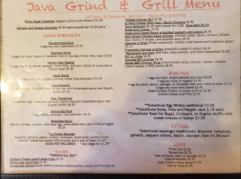 Java Grind And Grill menu