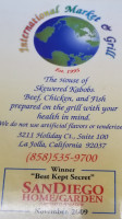 International Market Grill menu