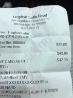 Tropical Latin Food menu