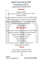 Hostal Marzo S.l menu