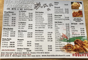 Harold's Chicken Shack menu