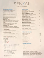 Senyai Thai Kitchen menu