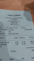 Casa Curras menu