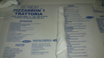 Pizzarrón menu