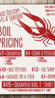 Waco Custom Meats Seafood menu