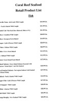 Coral Reef Seafood menu