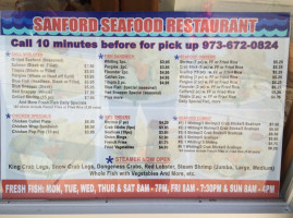 Sanford Fresh Seafood menu