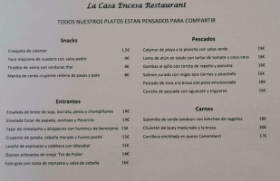 La Casa Encesa Espai D'art menu