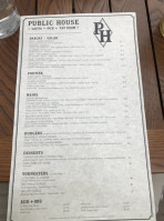 Irwin Brewing Company's Public House menu