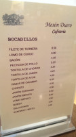 Meson Duero menu