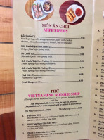 Pho Kim Loan menu