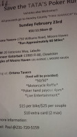 Ortona Tavern menu