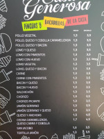 Casa Generosa menu