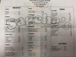 Sagche's Coffee House menu