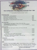 Loaves Fishes Family menu