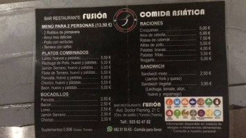 Bar Restaurante Fusion（comida Asiatica） menu