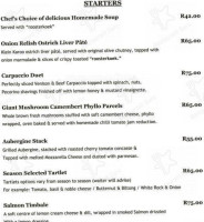 Buffelsdrift Game Lodge menu