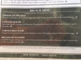 Lineage Brewing menu