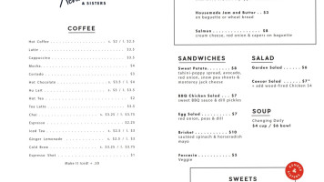 Kender Sisters Kitchen Coffee menu