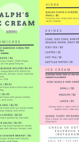 Ralph's Ice Cream menu